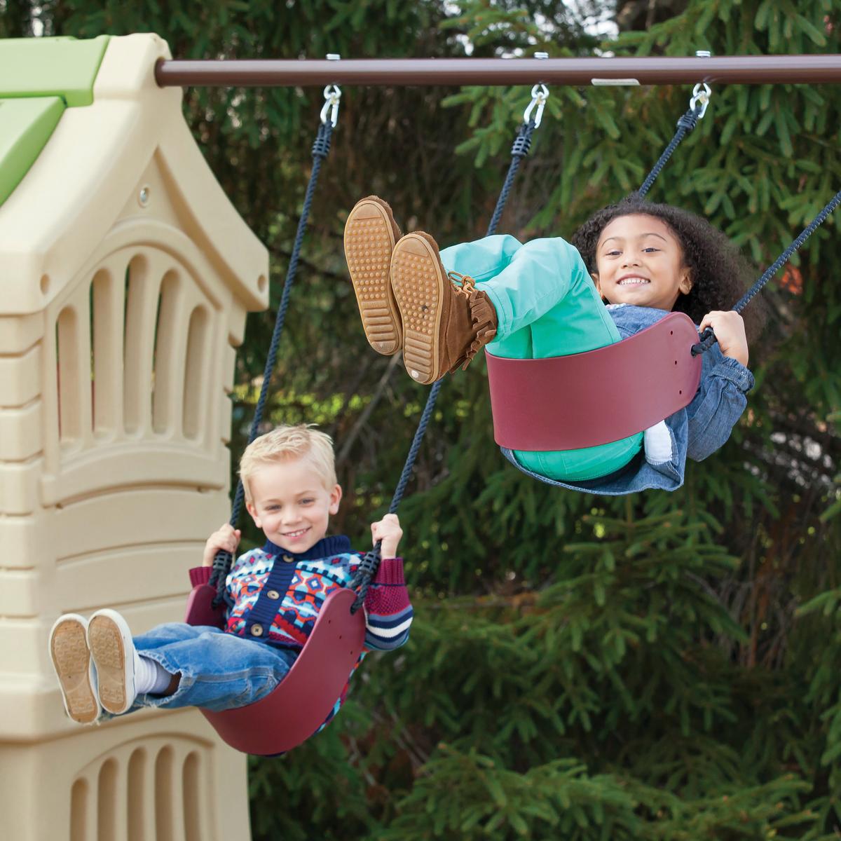 Spielturm Kunststoff Mit 2 Schaukeln + Rutsche Blau - Blau, Basics, Kunststoff (283,2/190,5/213,4cm) - Ambia Garden