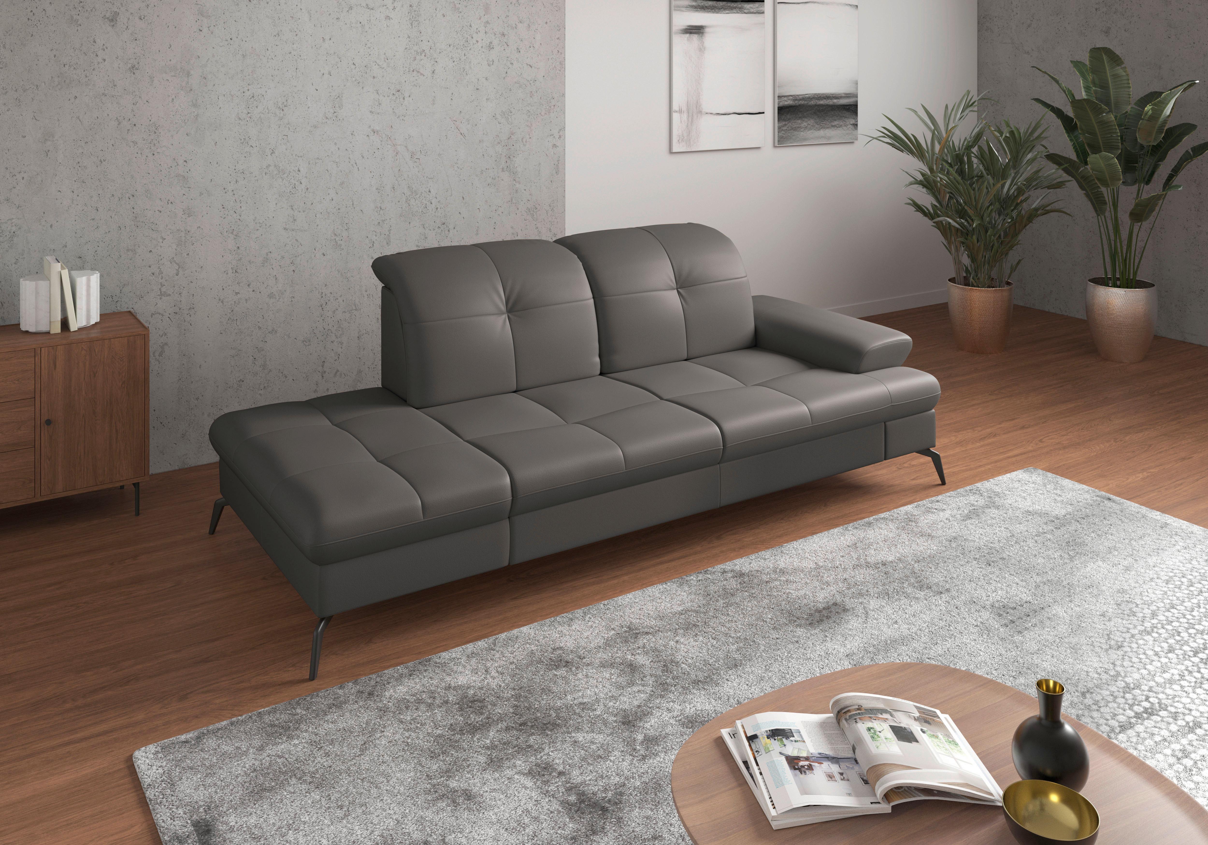 RÉCAMIERE Amica E, Mokka B: 231 cm - Schwarz/Mokka, KONVENTIONELL, Leder/Textil (231/90/122cm) - Sit & More