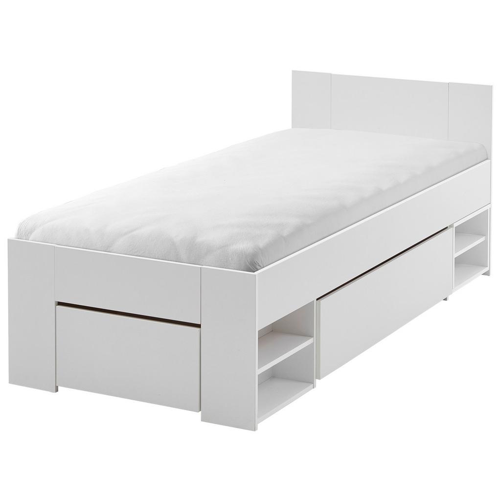 Stauraumbett Mit Bettladen 90x200cm Azurro Weiß