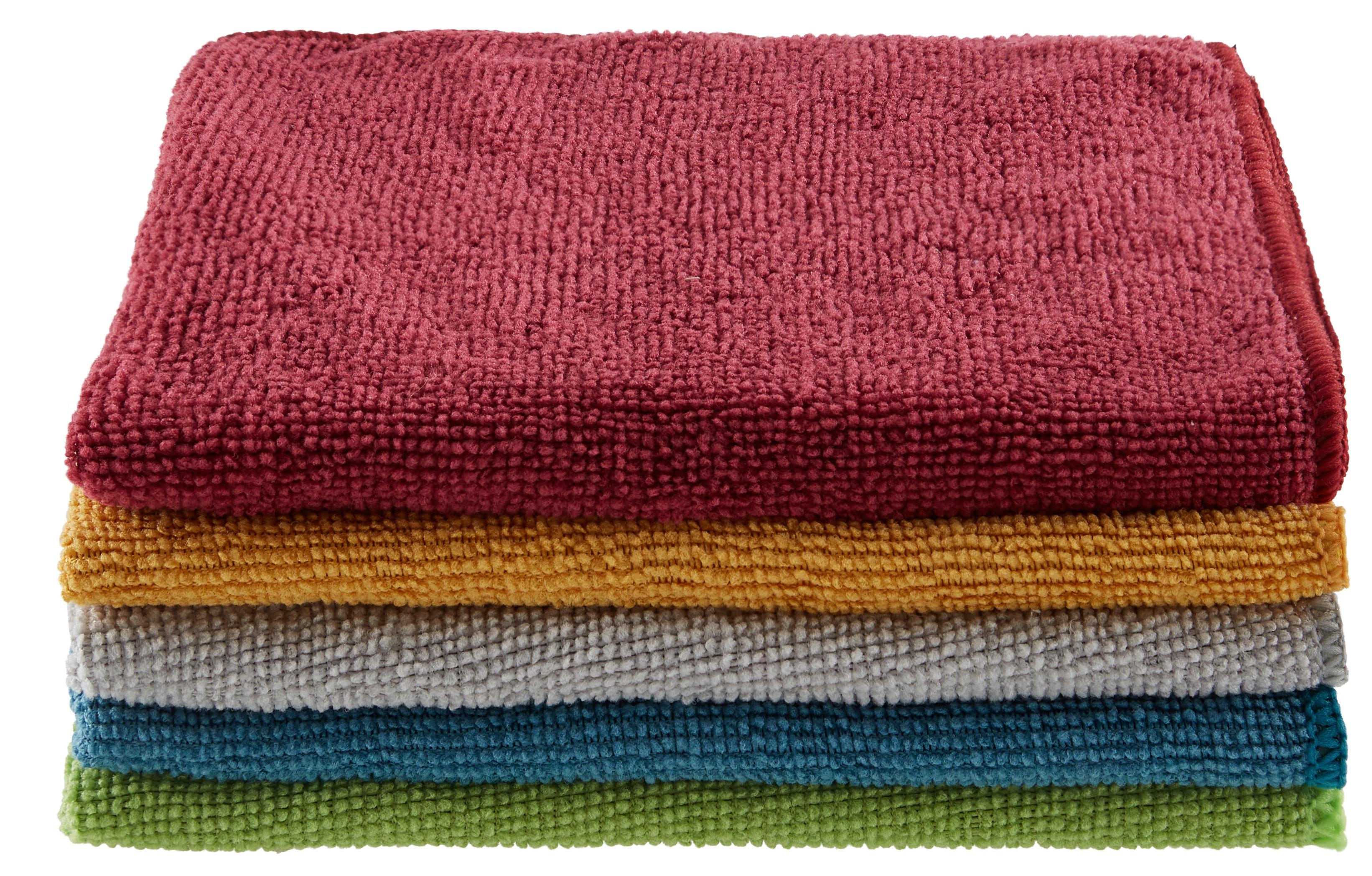 Mikrofasertuch Basti 10 Stk 35x35 Cm, 5 Farben - Blau/Rot, KONVENTIONELL, Textil (35/35cm) - Ondega