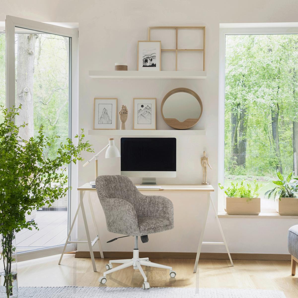 Drehstuhl Solao Home Grau B: 58 cm - Weiß/Grau, MODERN, Kunststoff/Textil (58/78/60cm) - MID.YOU