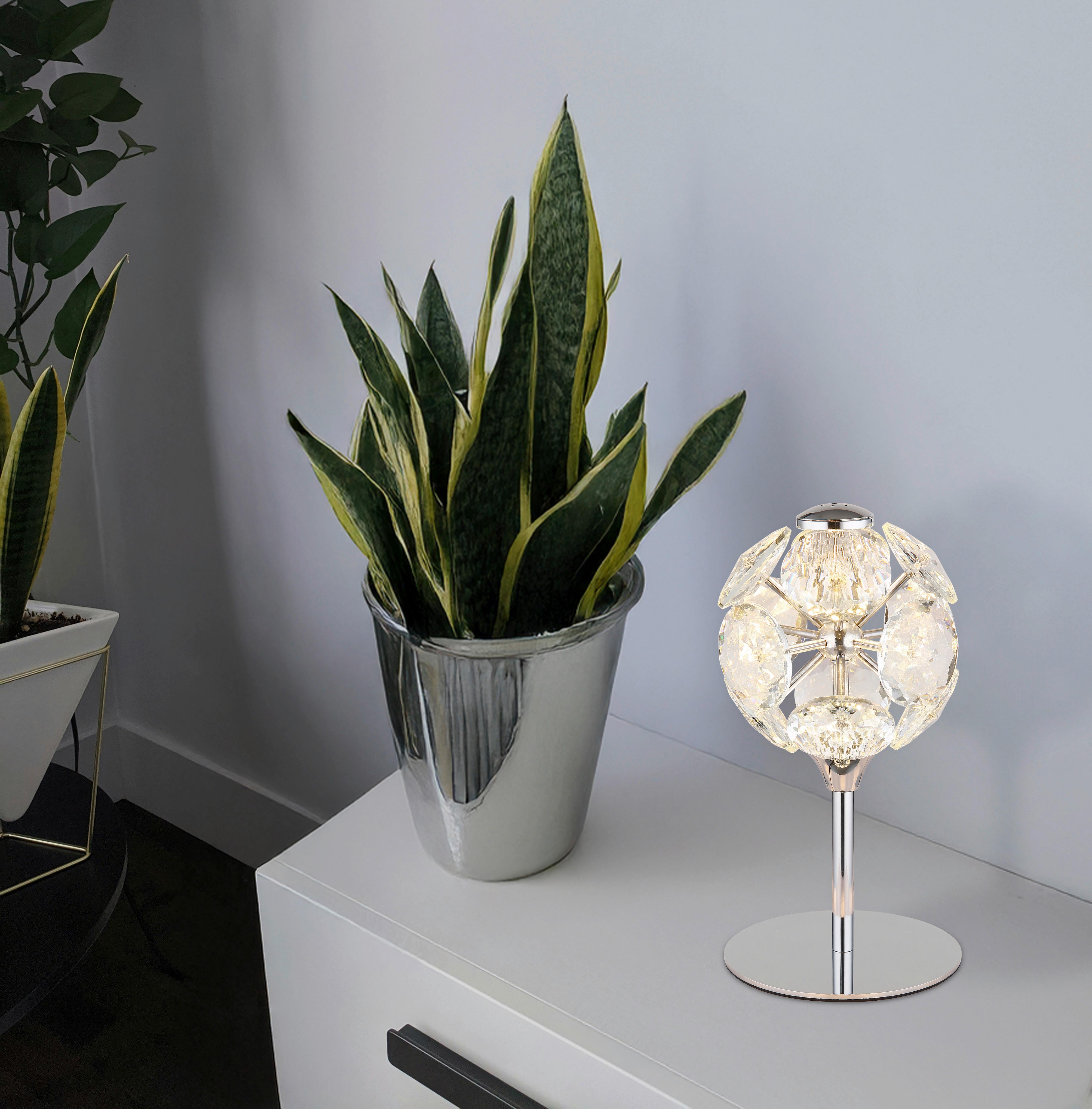 LED-Tischleuchte Virina Chromfarben Klar D: 15 cm - Klar/Chromfarben, KONVENTIONELL, Glas/Metall (15/26,5cm) - Globo