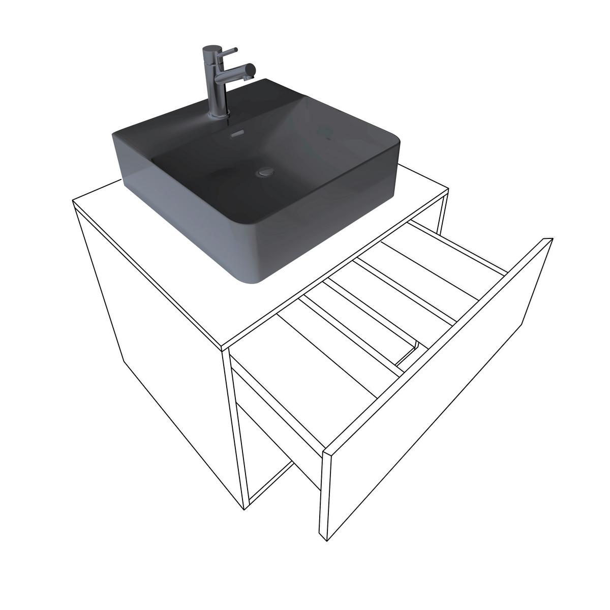 Badezimmer Lendas Bl L - Honigeiche/Schwarz, MODERN, Glas/Keramik (94cm) - MID.YOU