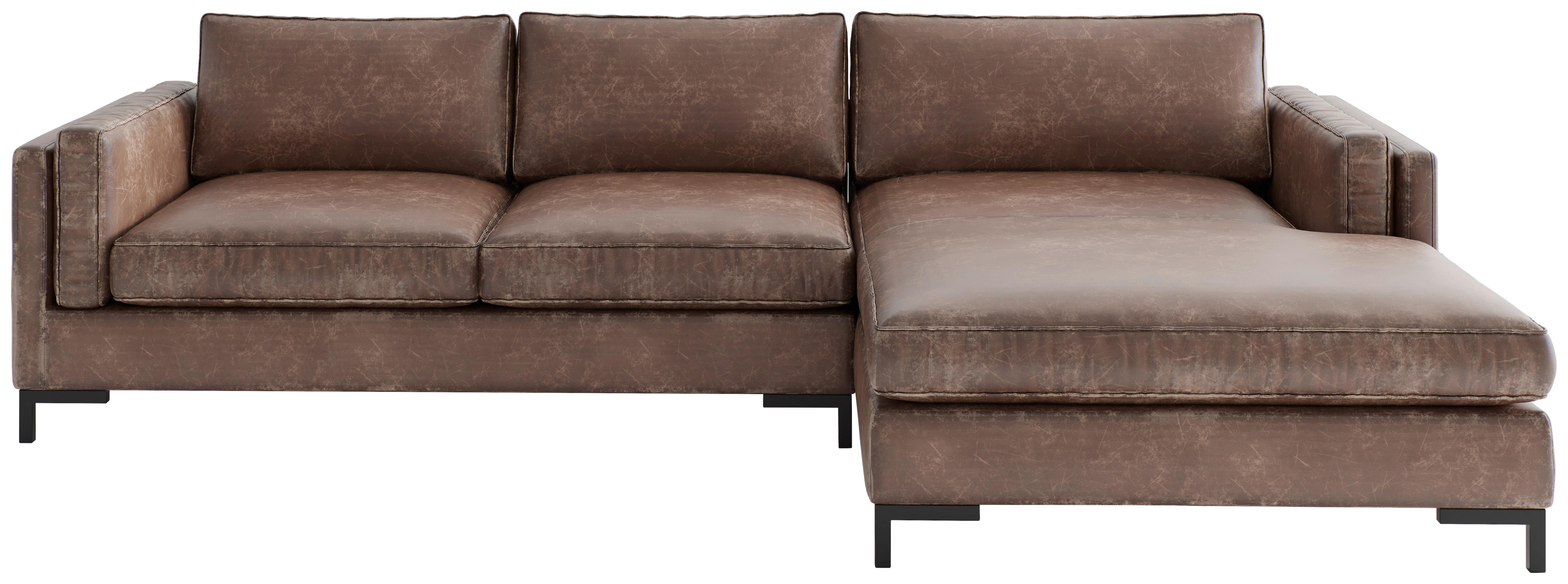 Ecksofa Packo Rotbraun S: 265x160 Cm - Rotbraun/Schwarz, Design, Textil (265/160cm) - Livetastic