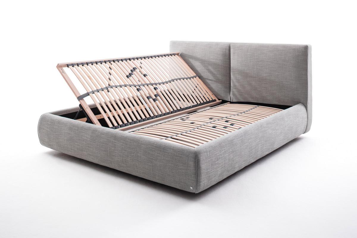 Polsterbett Mit Lattenrost + Bettkasten 180x200 Atesio - Hellgrau/Naturfarben, MODERN, Holz/Textil (180/200cm) - Livetastic