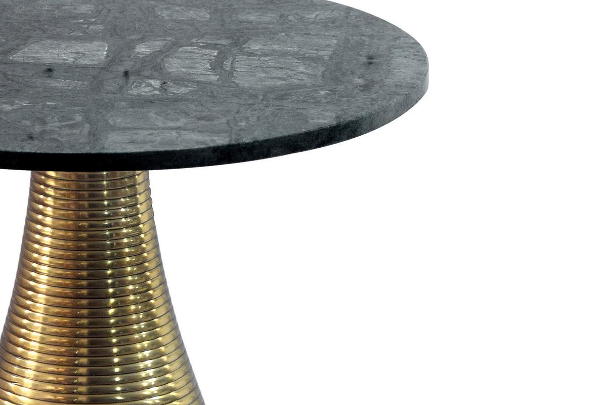BEISTELLTISCH Grün L: 40cm - Goldfarben/Grün, Design, Stein/Metall (40/40/48cm) - Livetastic