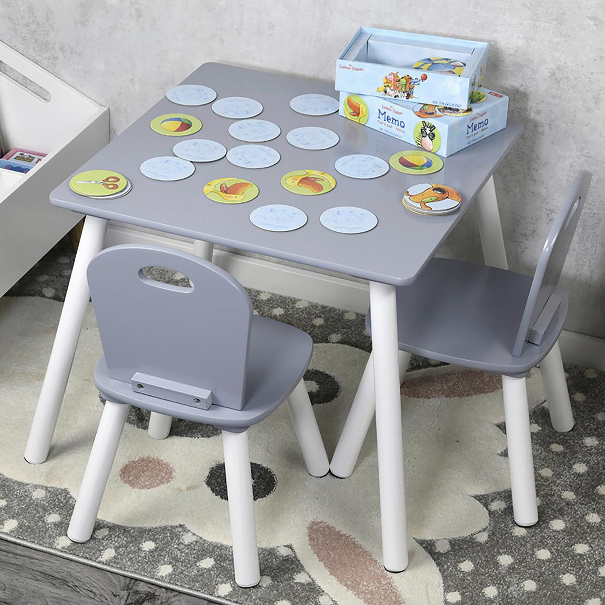 KINDERSITZGRUPPE MIT 2 STÜHLEN WEIß GRAU - Weiß/Grau, Basics, Holzwerkstoff - Kesper