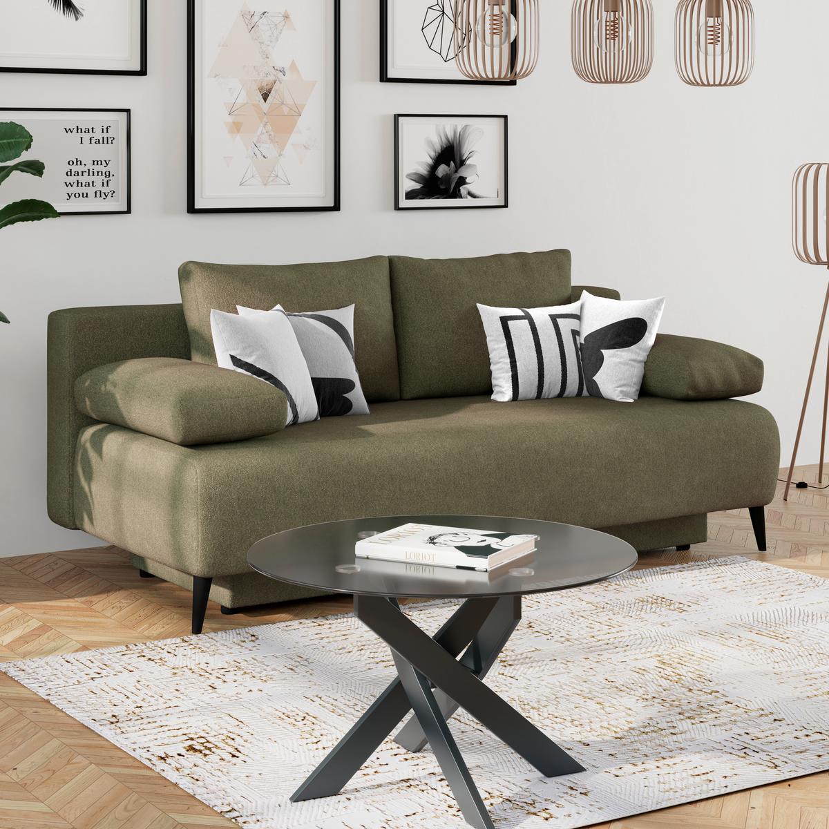 3-sitzer-sofa Mit Schlaffunktion Time Grün - Grün, Trend, Holz/Kunststoff (200/88/100cm)