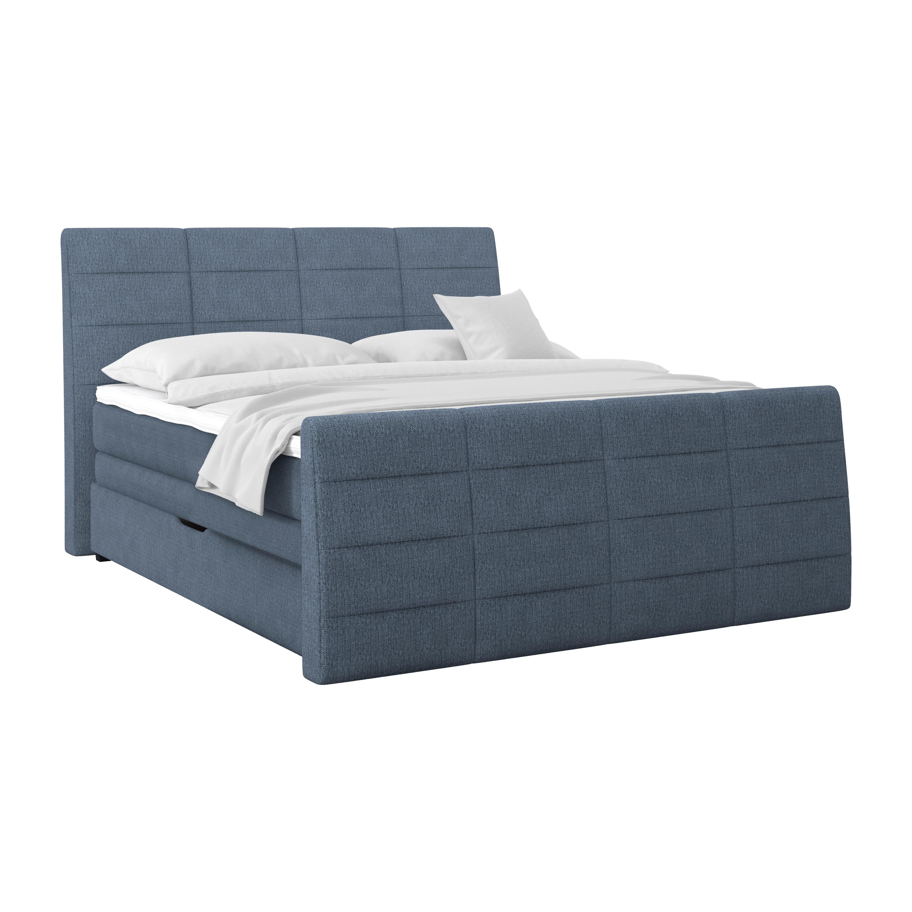 Boxspringbett Libra - Schwarz/Dunkelblau, KONVENTIONELL, Textil (180/200cm)