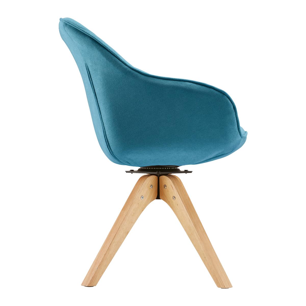 Jídelní židle LEONIE petrolejová - petrolej/barvy dubu, Moderní, dřevo/textil (60/82/61cm) - Modern Living