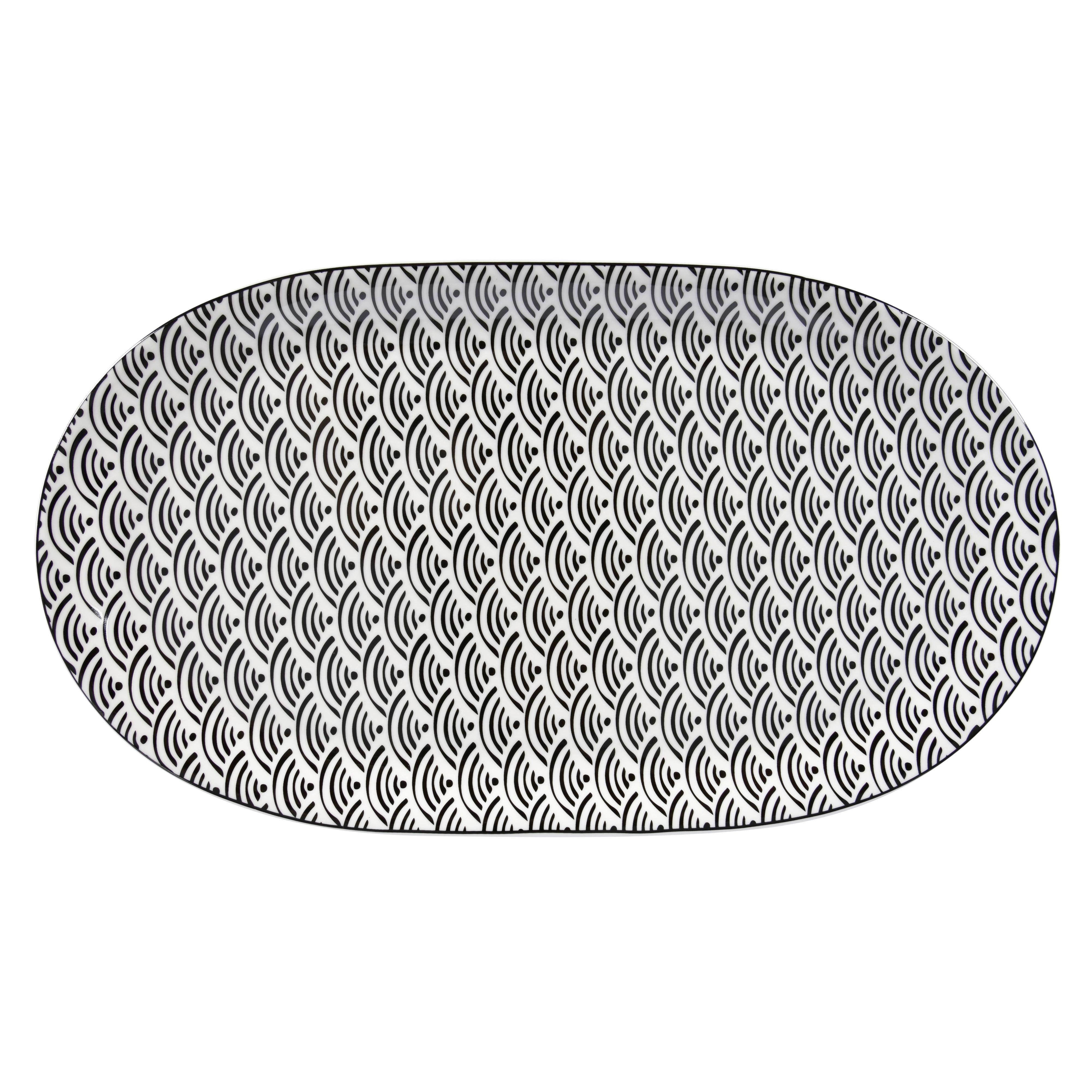 Servírovací podnos Shiva, Ø: 37,5cm - bílá/černá, Lifestyle, keramika (37,5cm) - Premium Living