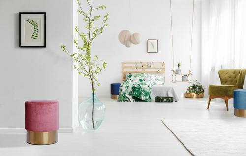 Hocker Nano Samt Altrosa/Goldfarben H: 42 cm - Goldfarben/Altrosa, Basics, Holz/Holzwerkstoff (35/42cm) - Kayoom