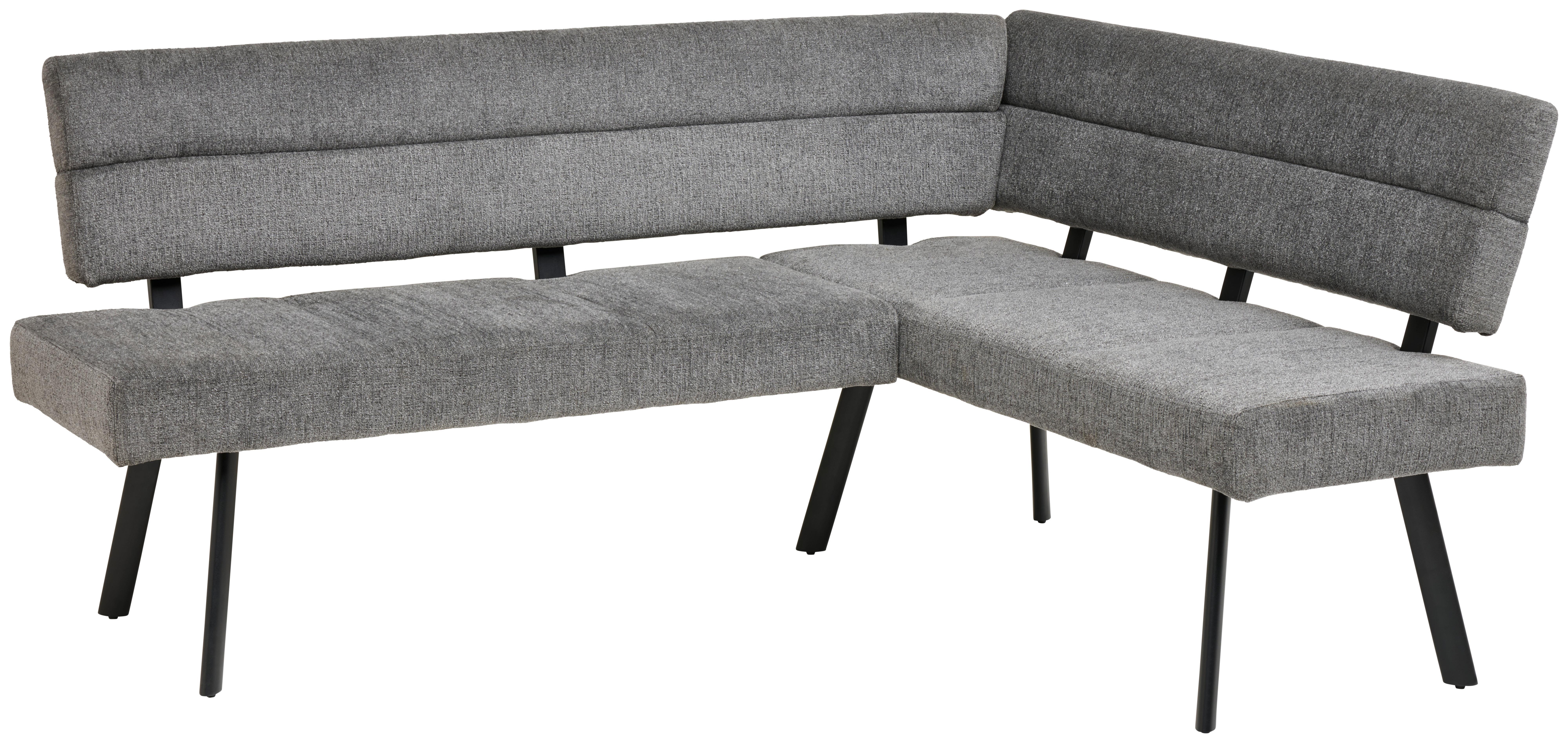 Eckbank Paros Anthrazit, S: 190x150 Cm - Anthrazit/Schwarz, KONVENTIONELL, Textil/Metall (190/150cm) - MID.YOU