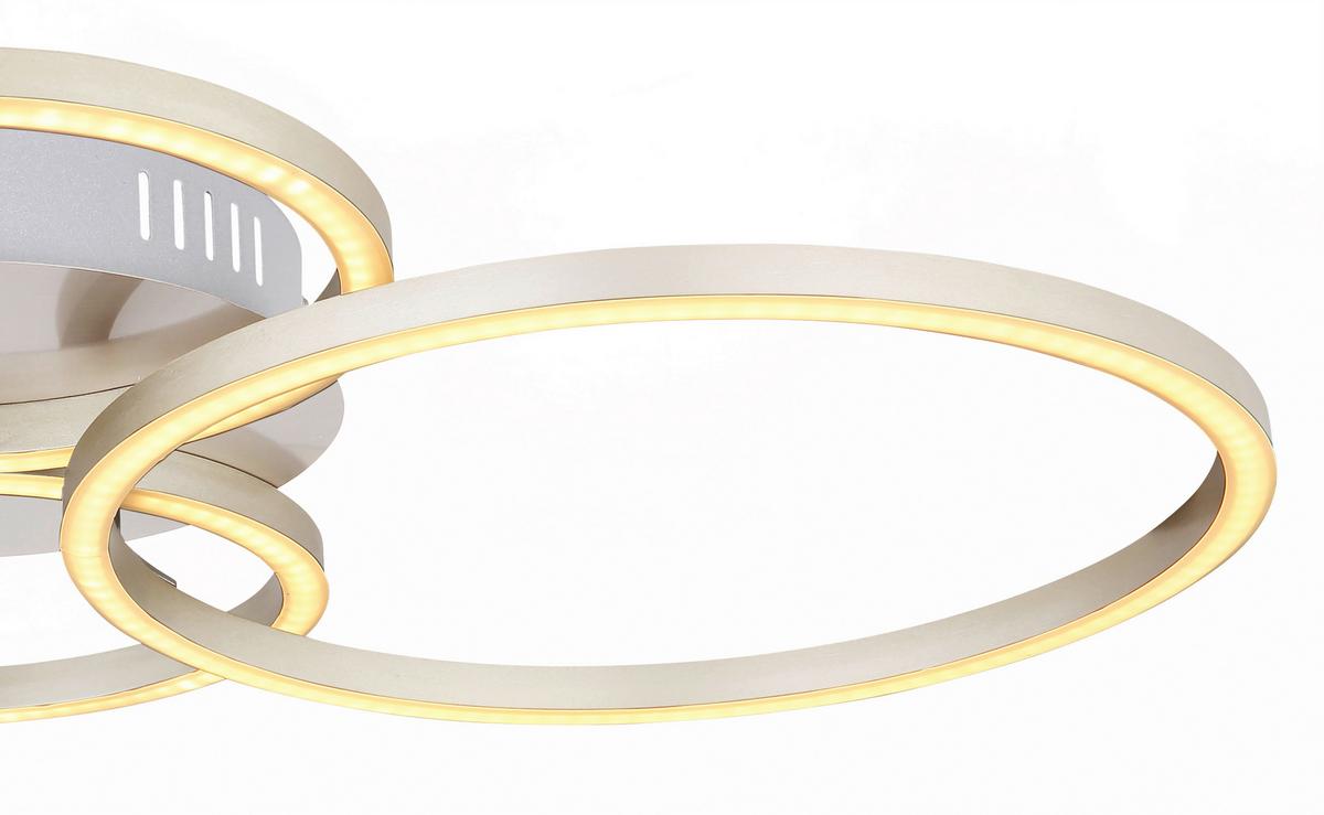 LED-Deckenleuchte Kendy L: 65,5 cm - Opal/Nickelfarben, Basics, Kunststoff/Metall (65,5/40,6/7,5cm) - Globo
