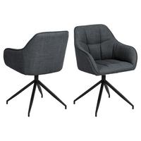 Armlehnstuhl Brenda Dunkelgrau, B: 58 cm - Dunkelgrau/Schwarz, Design, Textil/Metall (58/84,5/54,5cm) - MID.YOU