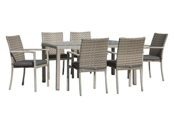 Gartenset Piana 7-Teilig inkl. Auflagen - Grau, MODERN, Glas/Kunststoff Gartenset Piana 7-Teilig inkl. Auflagen - Grau, MODERN, Glas/Kunststoff