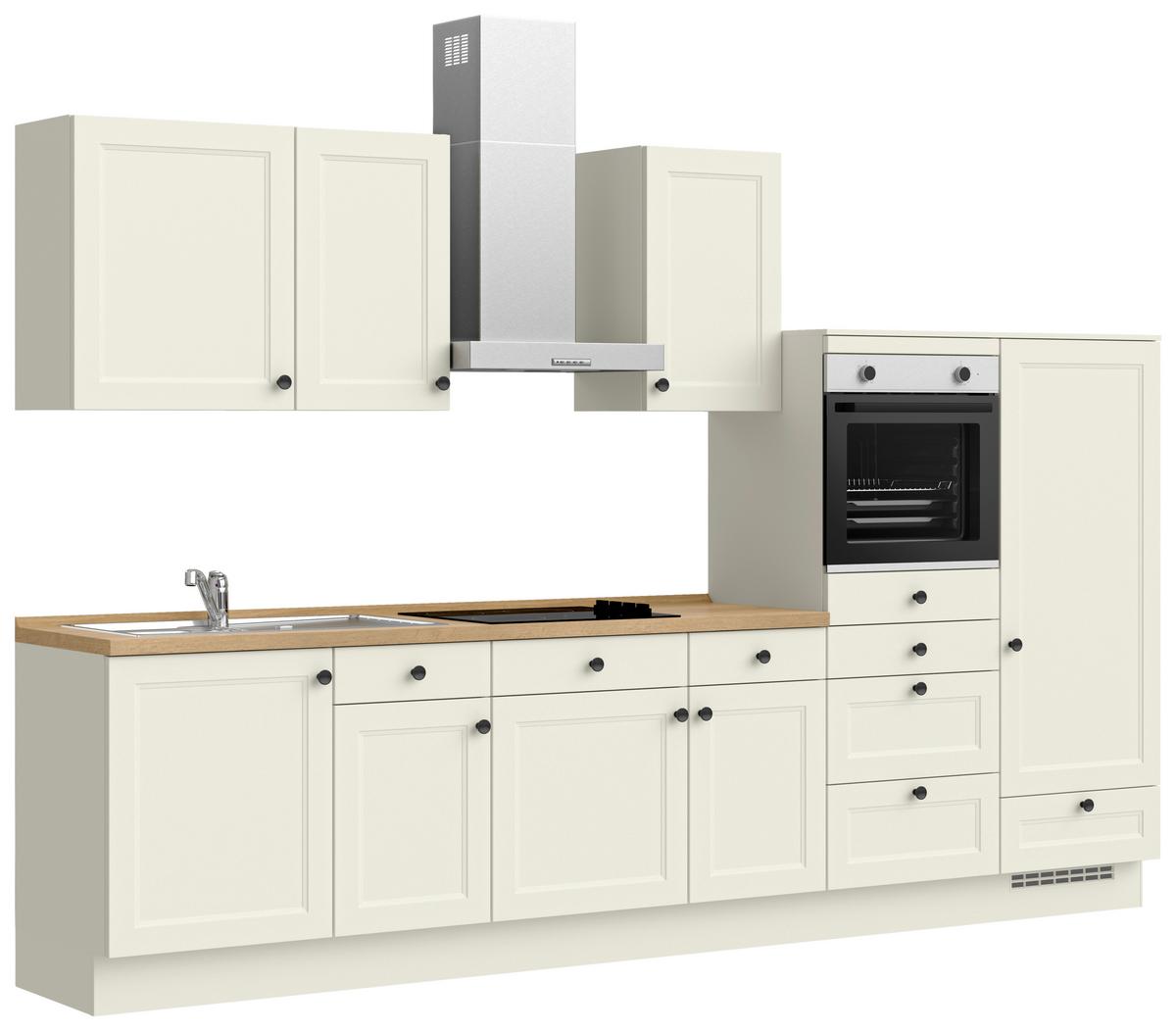 Kuchynská linka 330 cm, biela - čierna/biela, Modern, kov/kompozitné drevo (330cm) - Nobilia