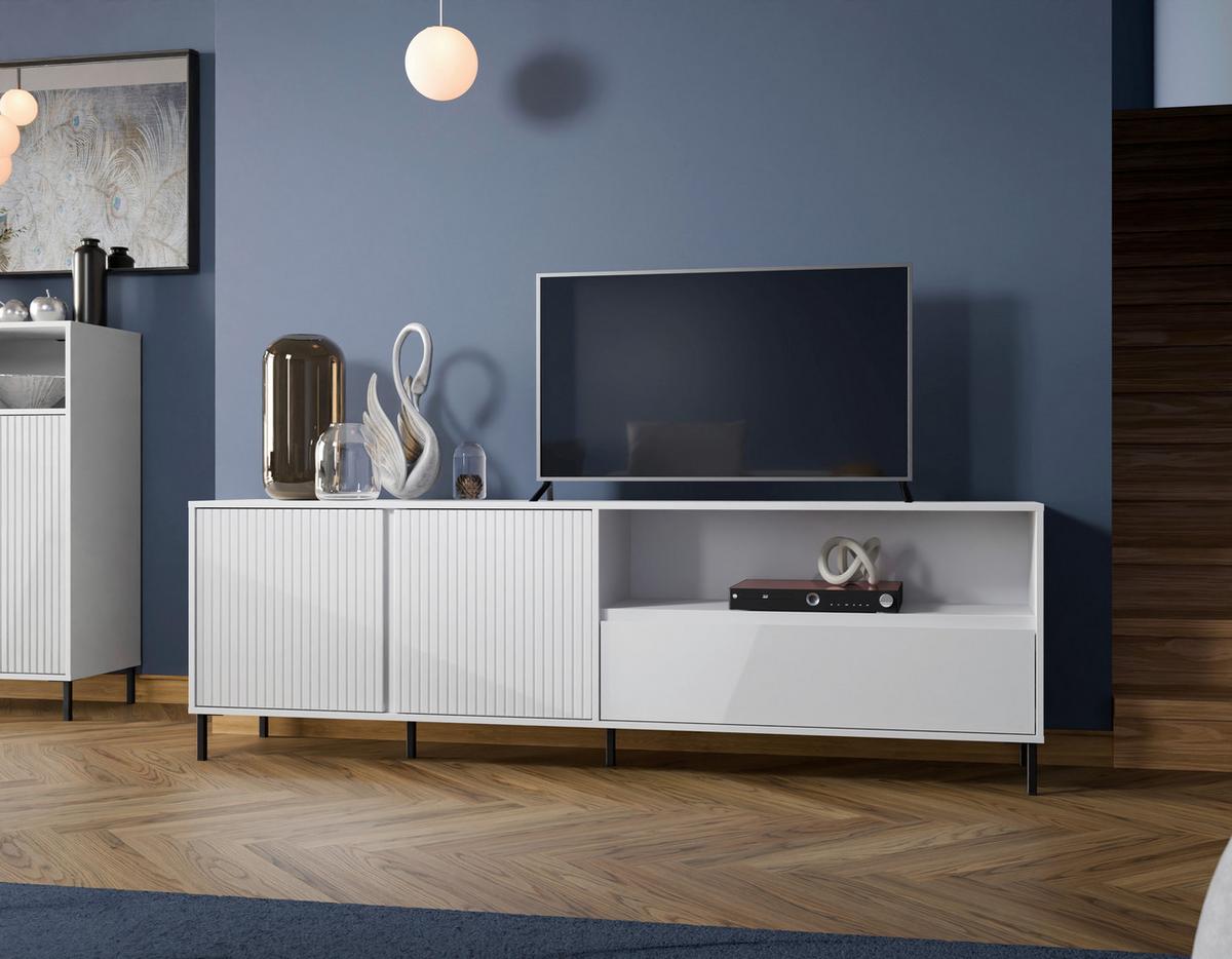 Tv-element Avenale Weiß B: 207,8 Cm - Schwarz/Weiß, Trend, Holzwerkstoff (207,8/65,4/40cm)