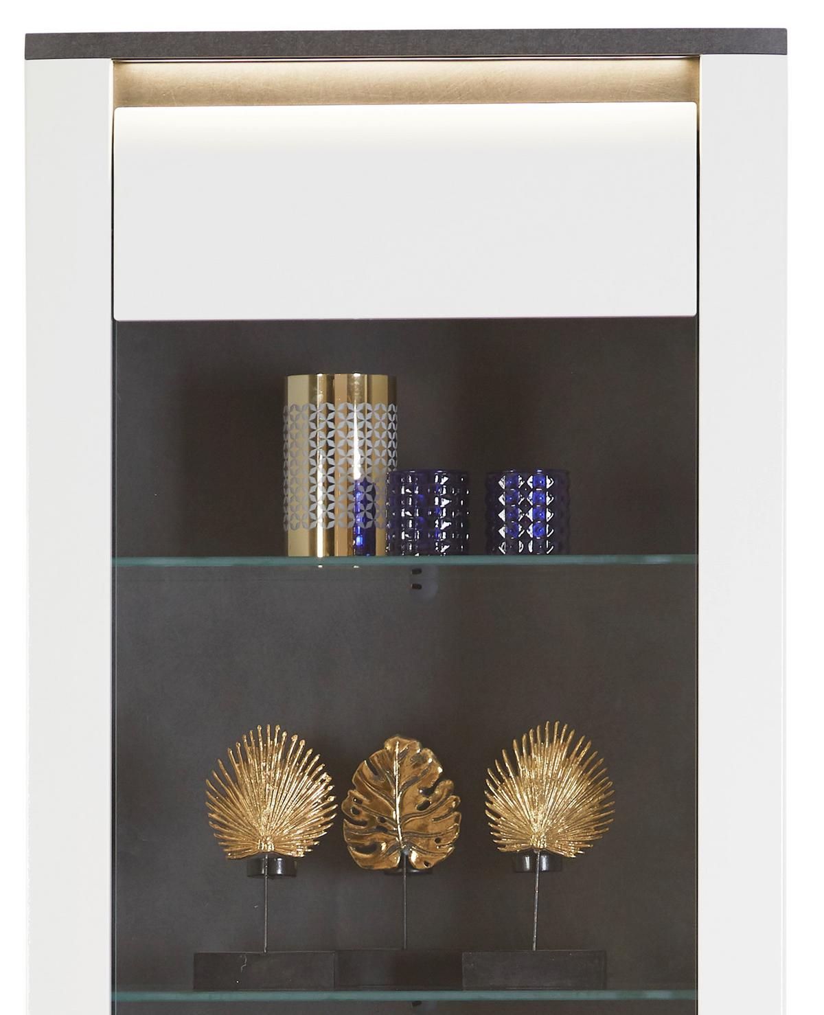 VITRÍNA ALASSIO - čierna/biela, Modern, kov/kompozitné drevo (61,7/200/37,5cm) - Luca Bessoni