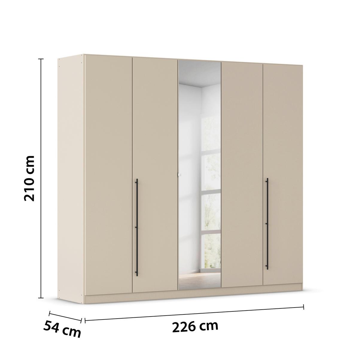 Kleiderschrank Safari mit Spiegel B: 226 cm - Champagner, KONVENTIONELL, Holzwerkstoff (226/210/54cm)