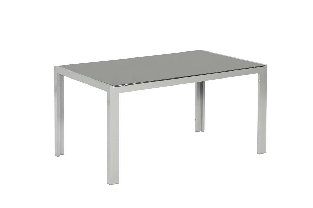 Gartentischgruppe Amaro 5--Teilig. Aus Aluminium - Anthrazit/Silberfarben, KONVENTIONELL, Glas/Textil - Gardenson