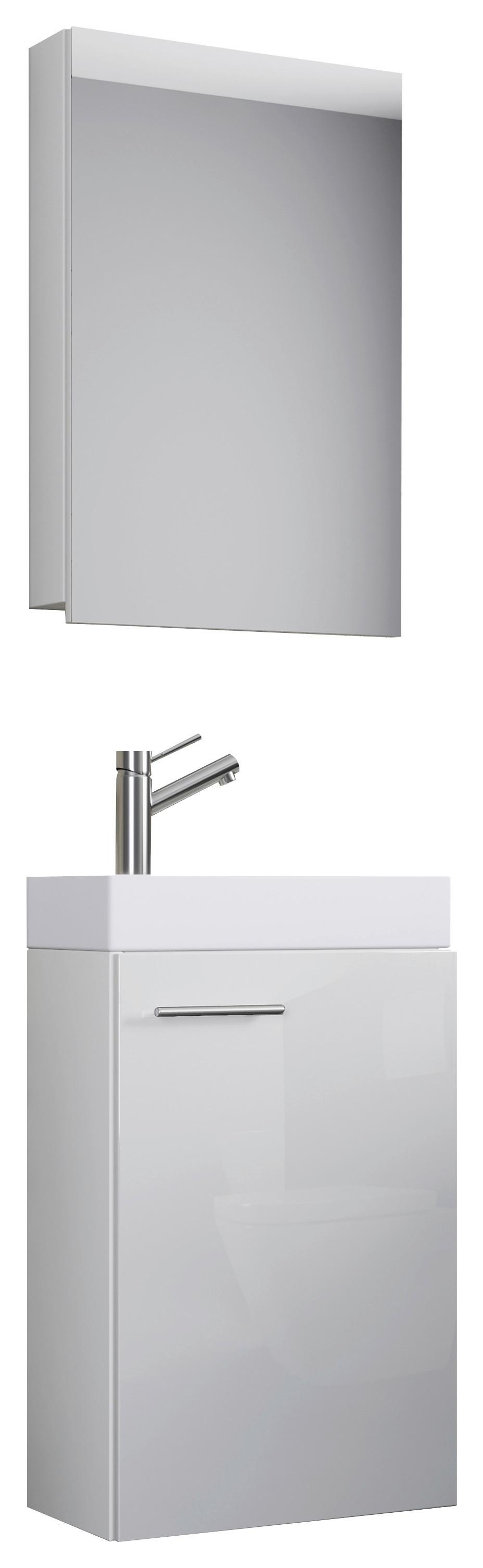 Badmöbel-Set Gäste WC 3-Tlg. Slito B: 41 cm Weiß - Weiß, KONVENTIONELL, Keramik/Holzwerkstoff (41cm) - MID.YOU