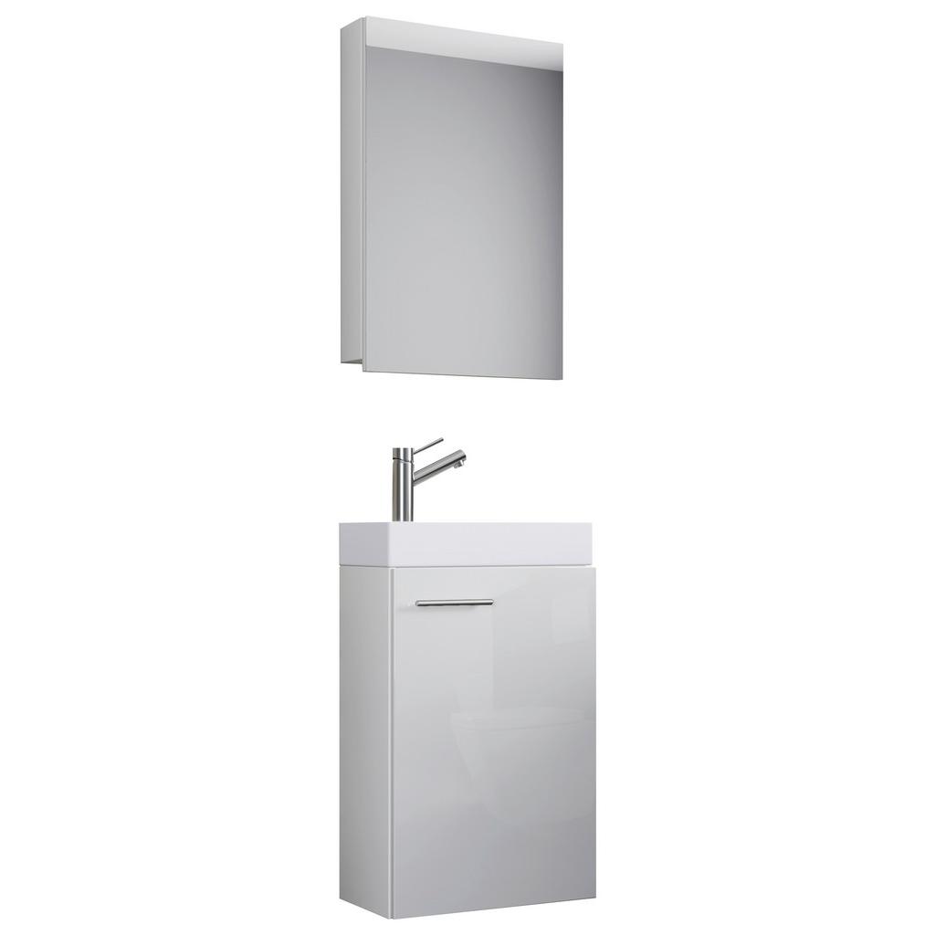 Badmöbel-Set Gäste WC 3--Teilig. Slito B: 41 cm Weiß