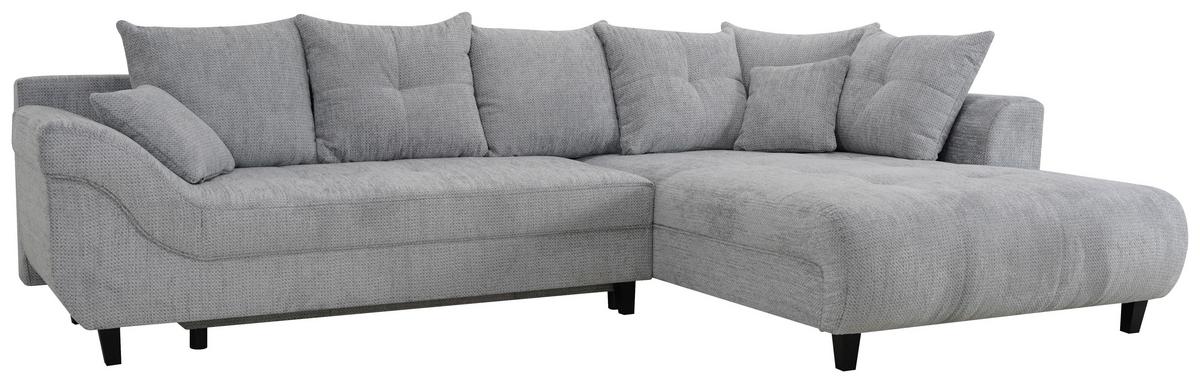 Ecksofa Mendoza New Chenille Grau, Lf: 125x241cm - Schwarz/Grau, KONVENTIONELL, Textil (309/197cm) - Ondega