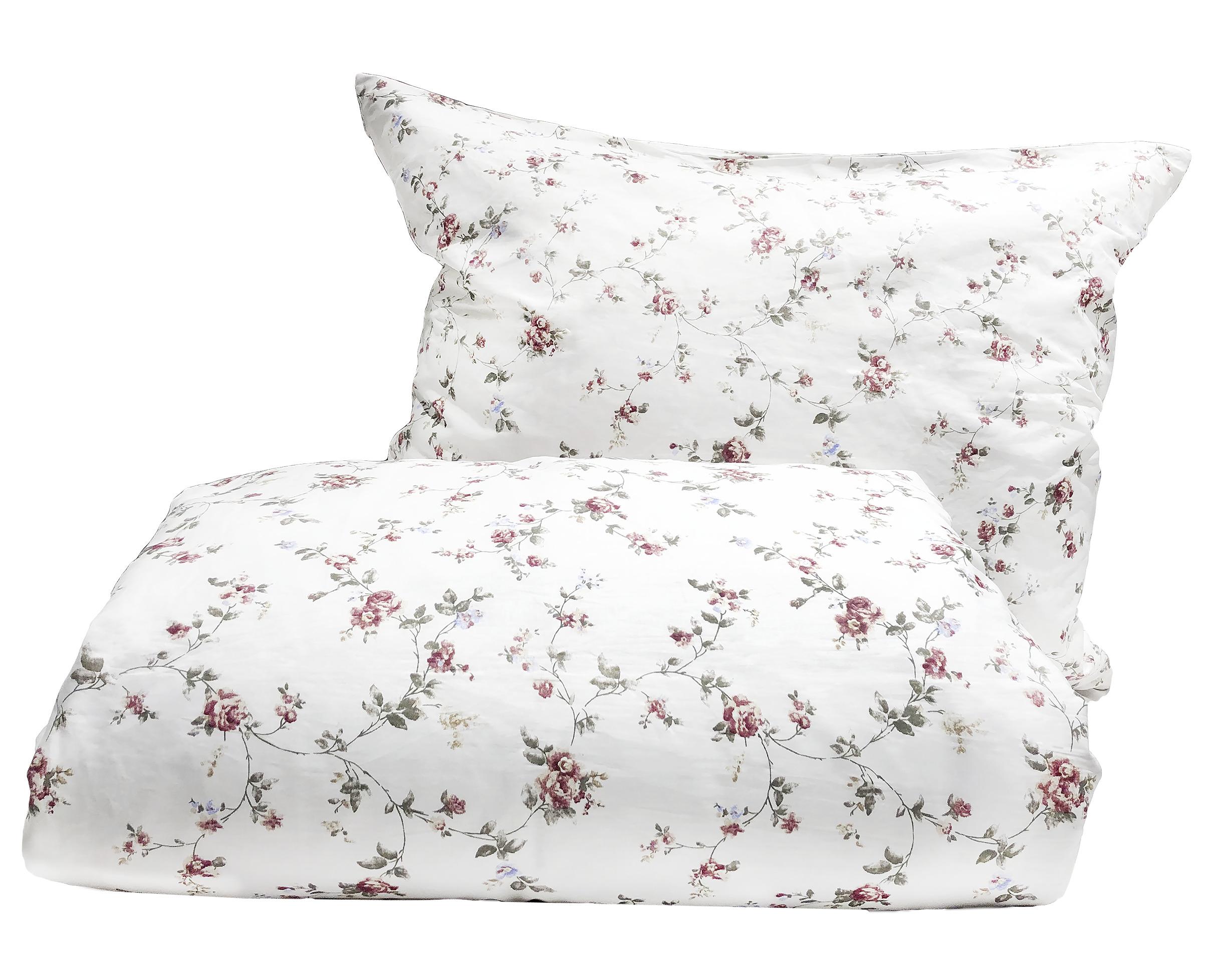 Povlečení Florina, 140/200cm, Květy - bílá/tmavě růžová, Romantický / Rustikální, textil (140/200cm) - Zandiara