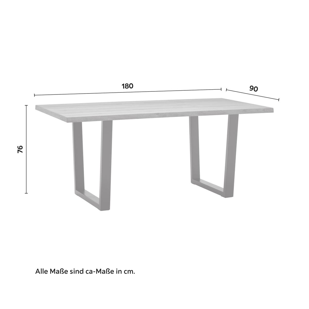 Jídelní stůl Juno 180x90 cm - černá/barvy dubu, Moderní, kov/dřevo (180/90/76cm) - Bessagi Home