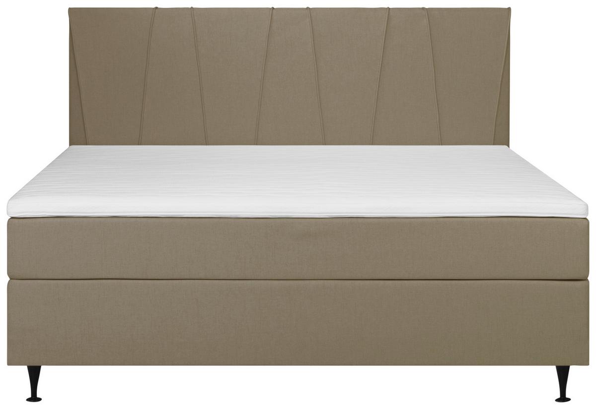 Boxspringbett Wels 140x200 cm Braun inkl. Topper - Schwarz/Braun, MODERN, Textil (140/200cm) - MID.YOU