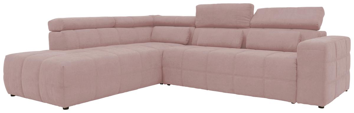 Ecksofa Mit Sitztiefen- Verstellung Brandon Pink - Schwarz/Rosa, Design, Textil (228/275cm) - MID.YOU
