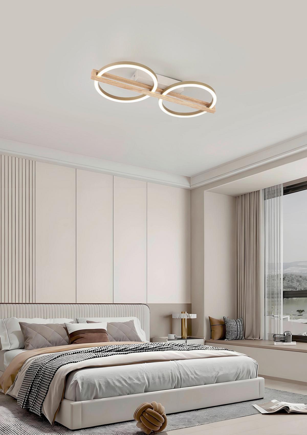 LED-Deckenleuchte Camillo - Champagner/Naturfarben, Basics, Holzwerkstoff/Kunststoff (46/20/6cm) - Luca Bessoni