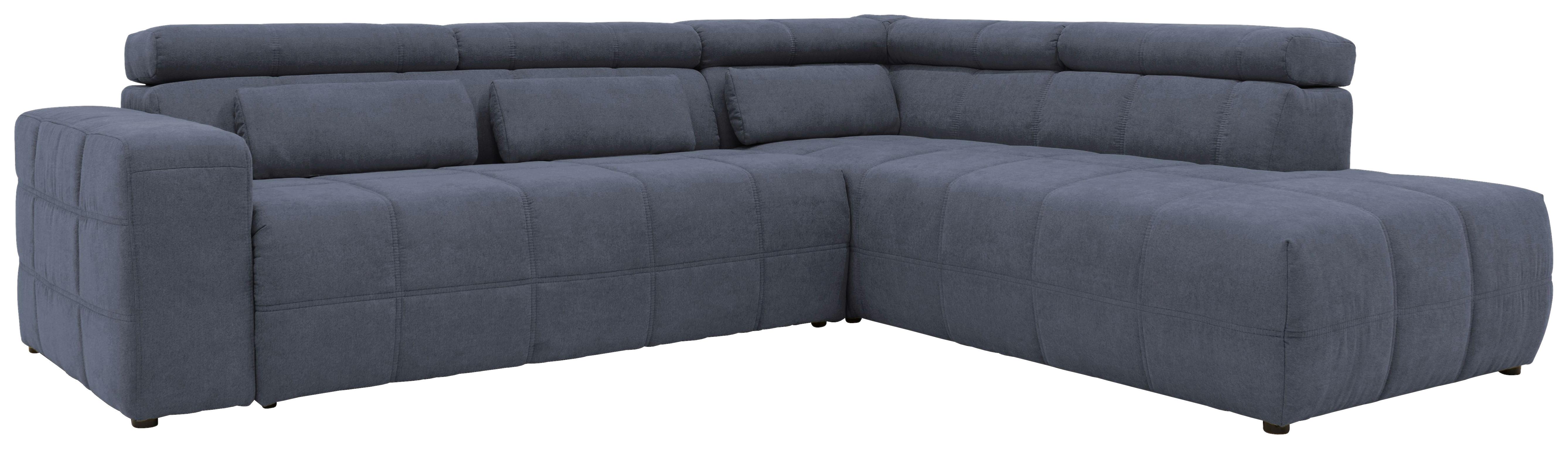 Ecksofa +  Kopfteilverstellung Brandon Dunkelgrau Mikrofaser - Dunkelgrau/Schwarz, Design, Textil (275/228cm) - MID.YOU