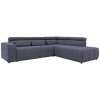 Ecksofa +  Kopfteilverstellung Brandon Dunkelgrau Mikrofaser - Dunkelgrau/Schwarz, Design, Textil (275/228cm) - MID.YOU