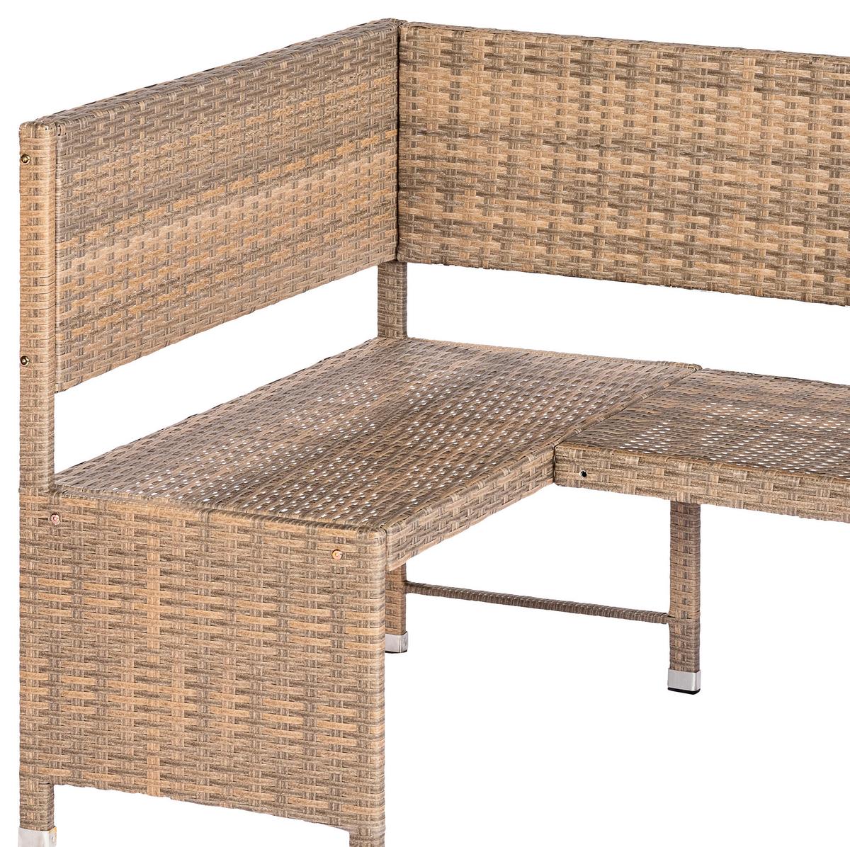 Gartenbank Kunststoff 2-Sitzer Eckbank - Naturfarben/Cappuccino, KONVENTIONELL, Kunststoff/Textil (100/148cm) - Gardenson