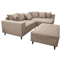 Ecksofa Pruno Hellbraun S: 247x174 Cmb - Hellbraun/Schwarz, Design, Textil (247/174cm) - MID.YOU