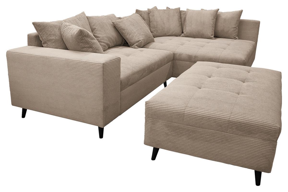 Ecksofa Pruno Hellbraun S: 247x174 Cmb - Hellbraun/Schwarz, Design, Textil (247/174cm) - MID.YOU