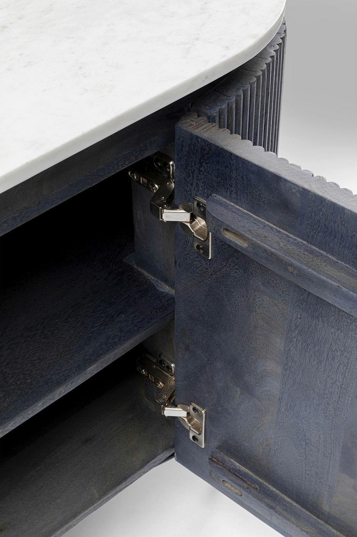 Sideboard 160 Cm Mangoholz Anthrazit Marmor/weiß - Anthrazit/Schwarz, Trend, Holz/Holzwerkstoff (160/75/45cm) - Kare-Design