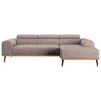 Ecksofa Sandfarben Mit Sitzvorzug S: 244x157 Cm - Sandfarben/Schwarz, KONVENTIONELL, Textil (244/157cm) - Cotta