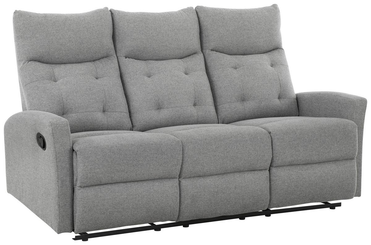 Sitzgarnitur 3-tlg. Nuvia Mit Relaxfunktion Grau - Schwarz/Grau, Design, Textil - Livetastic