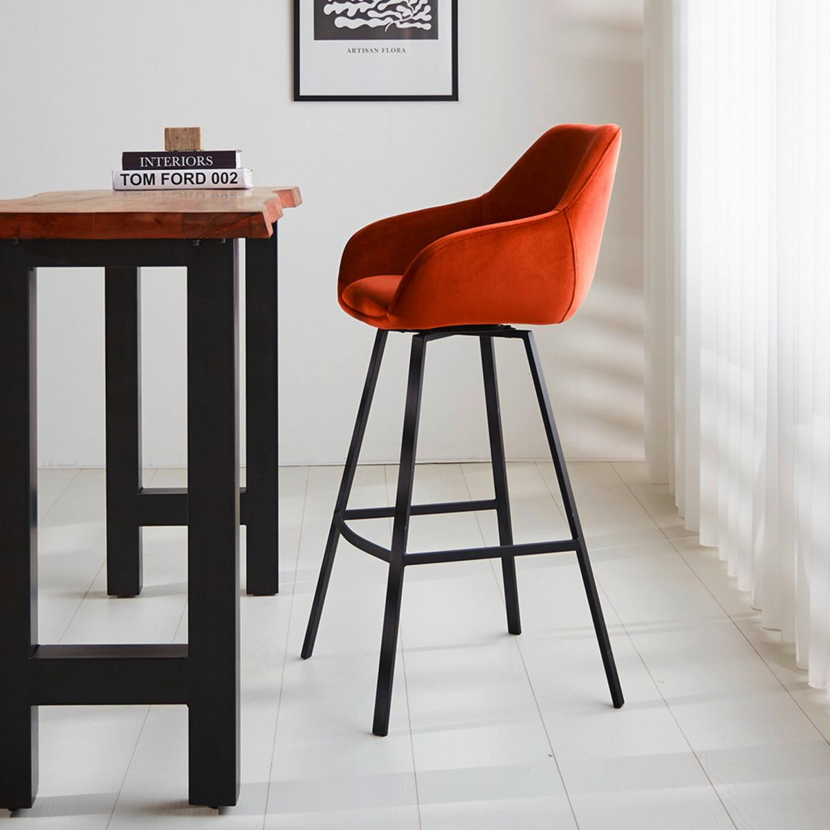 Barhocker-Set Casper Rostfarben B: 55 cm - Rostfarben/Cognac, MODERN, Textil/Metall (55/109/57cm) - MID.YOU