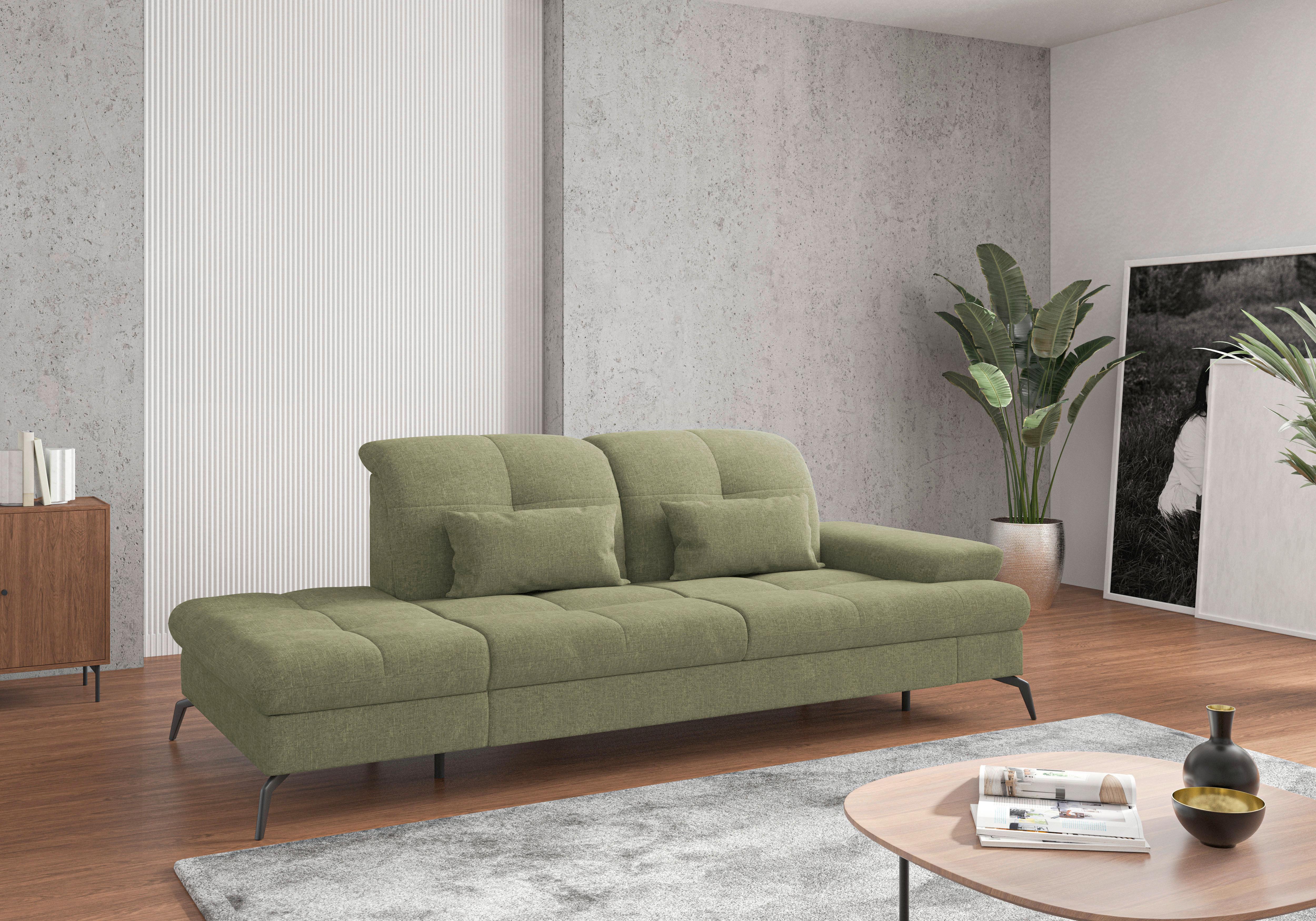 Récamiere Amica E, Hellgrün B: 231 Cm - Schwarz/Hellgrün, KONVENTIONELL, Textil (231/90/122cm) - Sit & More