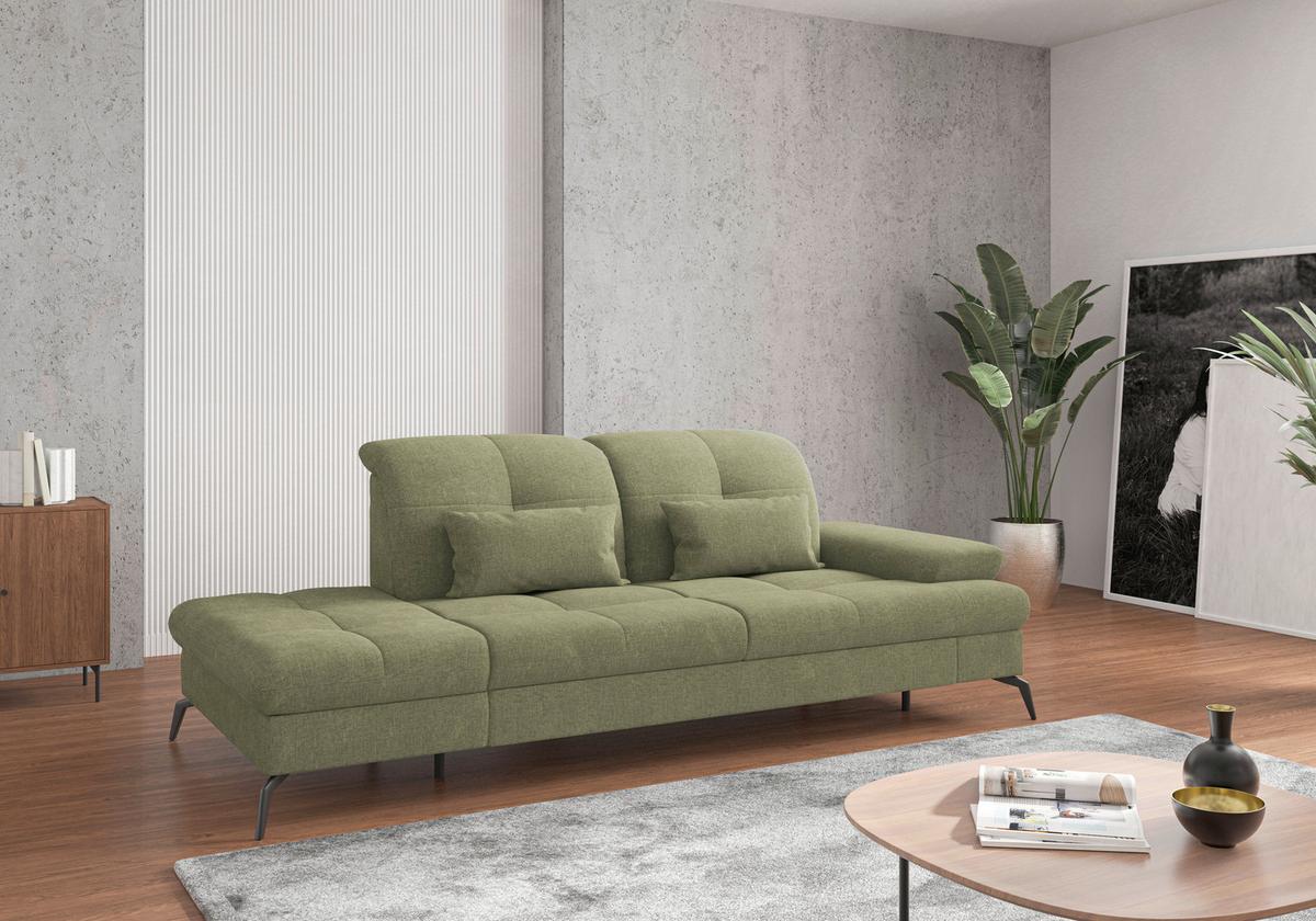 Récamiere Amica E, Hellgrün B: 231 Cm - Schwarz/Hellgrün, KONVENTIONELL, Textil (231/90/122cm) - Sit & More