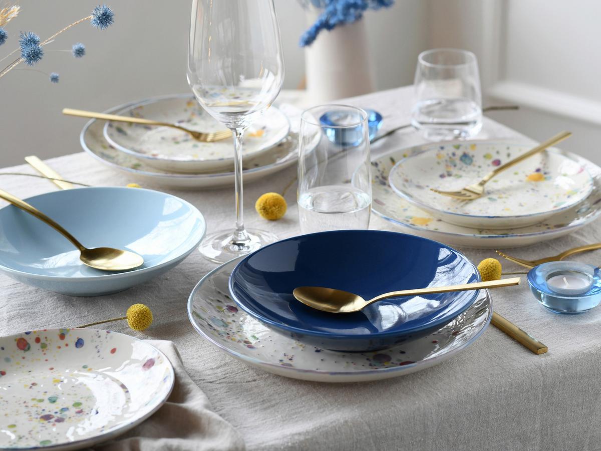 Tafelservice Candy Drops, Blau, 12-Teilig - Blau/Pastellblau, Basics, Keramik - Creatable