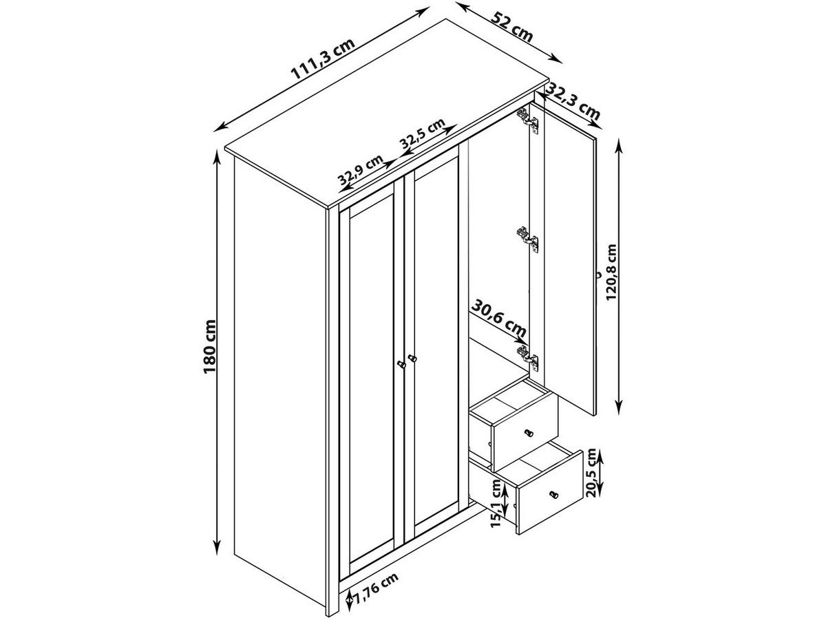 Gaderobenschrank Emerald Grau Eiche Dekor B: 112 cm - Eichefarben/Grau, Design, Holzwerkstoff (112/180/52cm) - MID.YOU