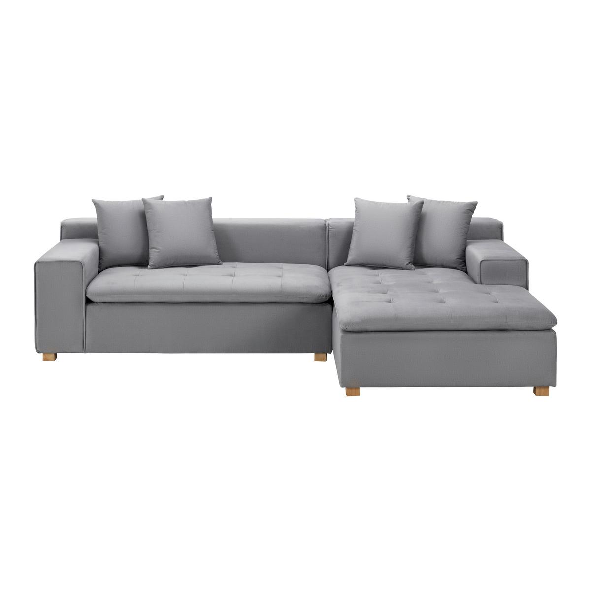 Sedací souprava AVA - světle šedá/přírodní barvy, Moderní, dřevo/textil (251/62/154cm) - Bessagi Home