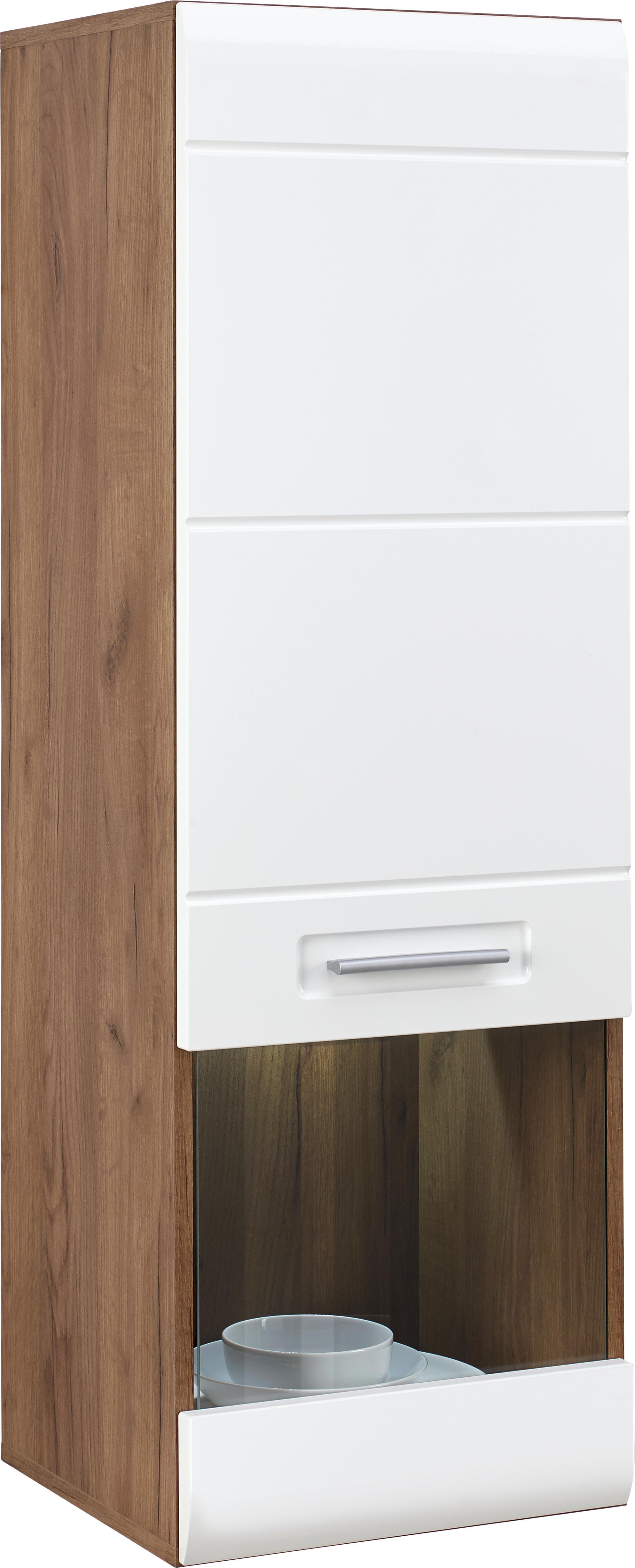 Hängevitrine Avensis - Eichefarben/Weiß, MODERN, Glas/Holzwerkstoff (40,3/123,4/37,1cm) - Luca Bessoni