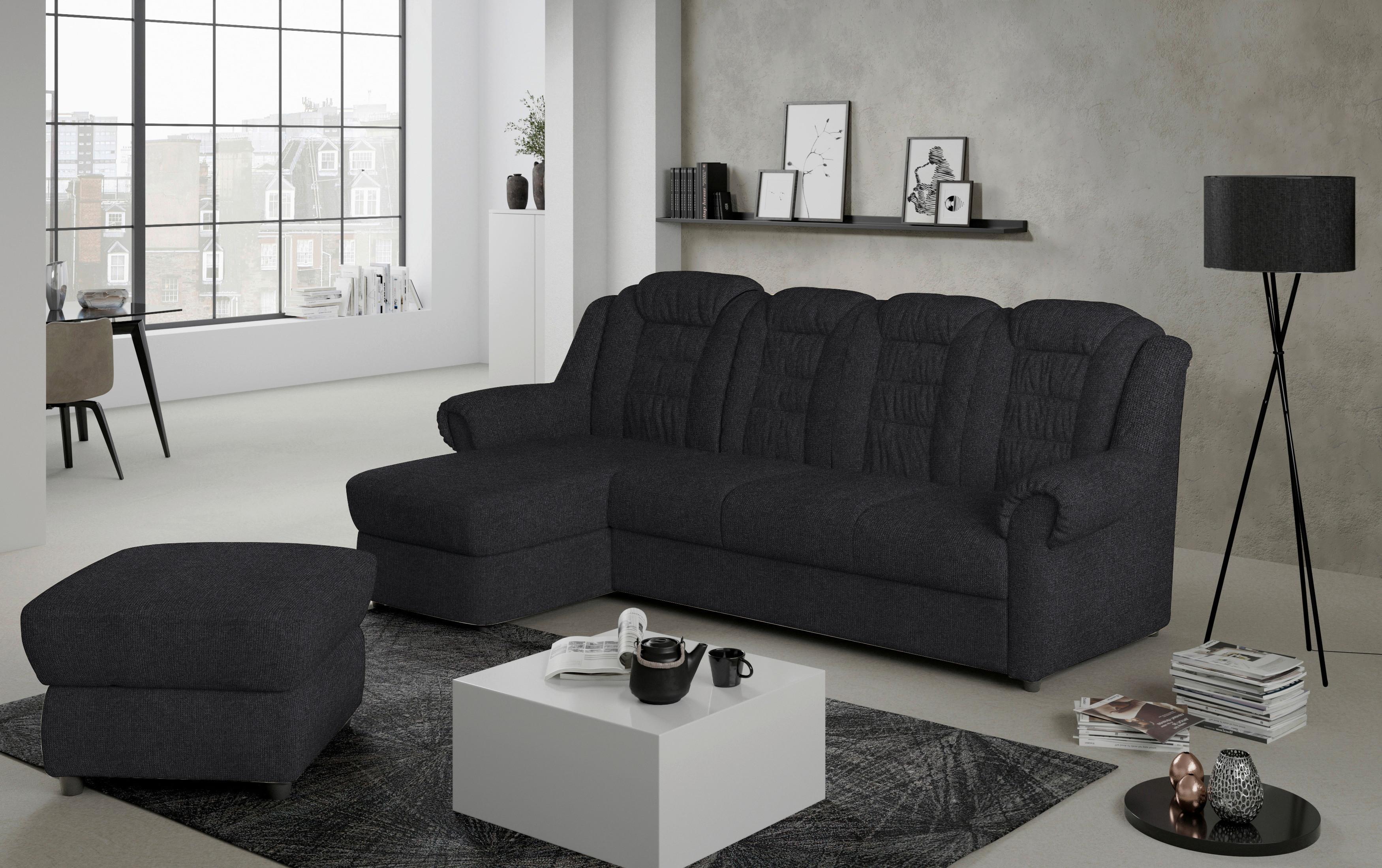 Ecksofa Boston Schwarz Chenille - Schwarz, KONVENTIONELL, Textil (165/262cm) - Livetastic