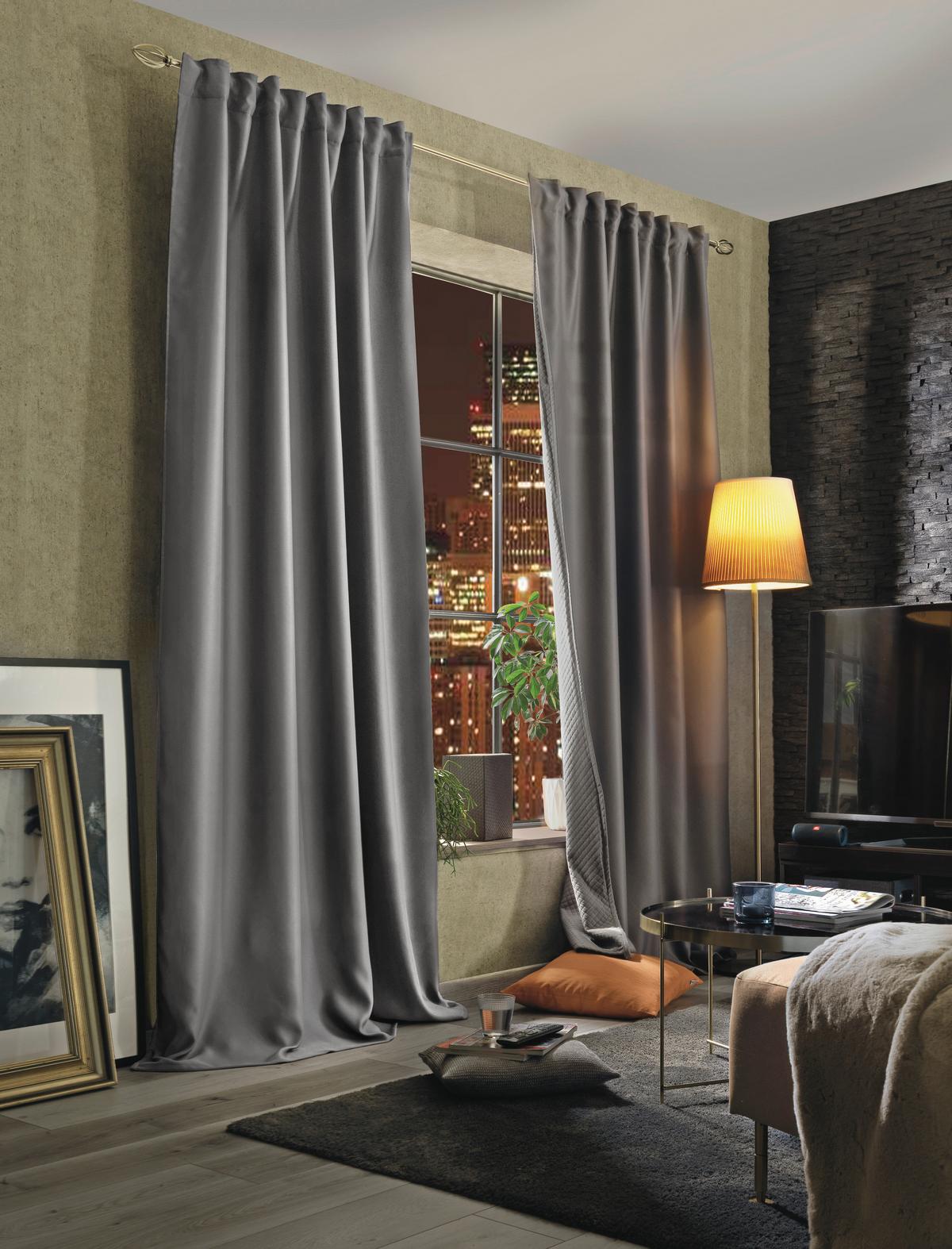 Lärmschutzvorhang Grau B: 135 cm - Grau, KONVENTIONELL, Textil (135/245cm)